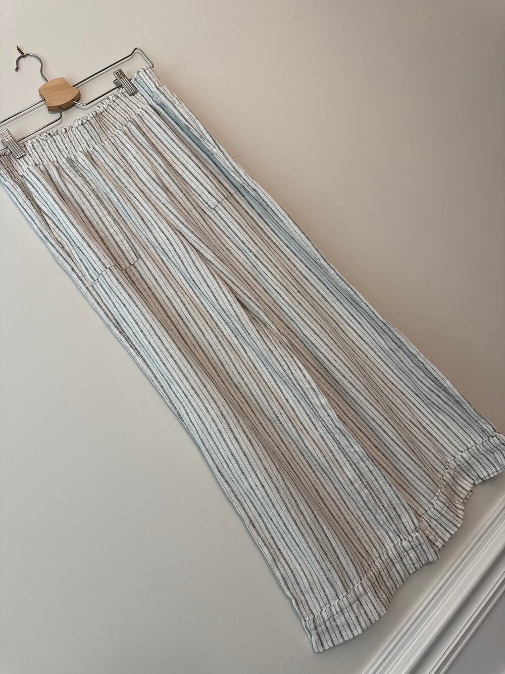 White Striped Wide Leg Linen Pants – Time and Tru XS